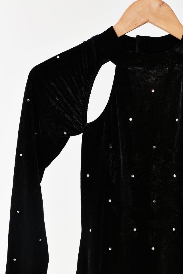 Vintage ‘90s Embellished Velvet Cut-Out Dress #1