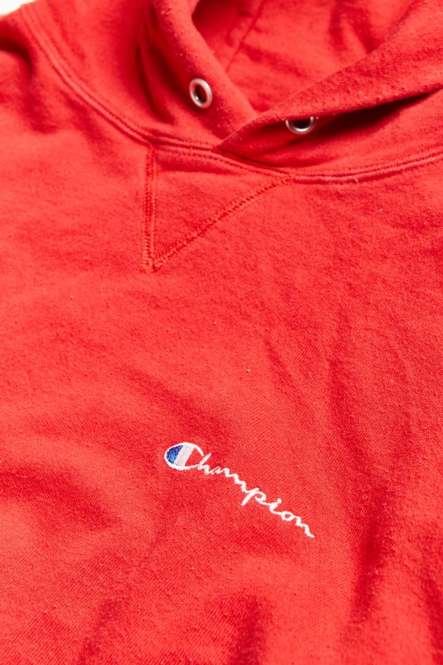 Vintage Champion Red Logo Hoodie Sweatshirt #1