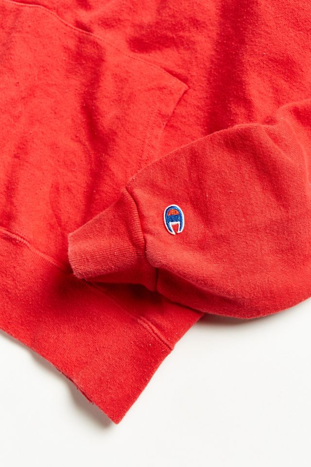 Vintage Champion Red Logo Hoodie Sweatshirt #3