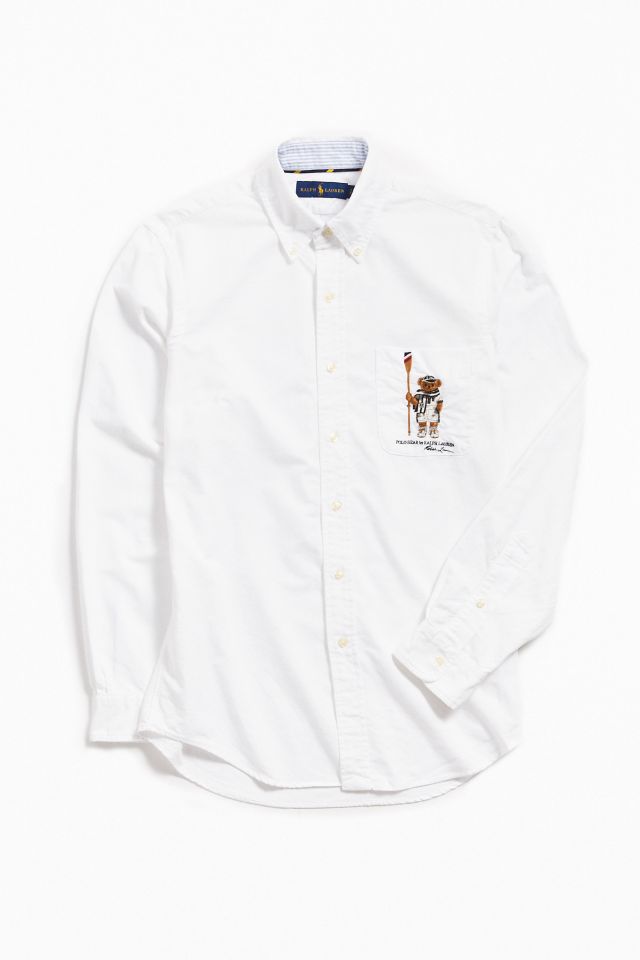 Polo ralph lauren embroidered bear hot sale oxford shirt