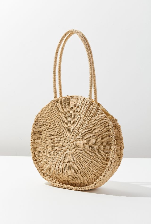 Large Circle Straw Shoulder Bag #1
