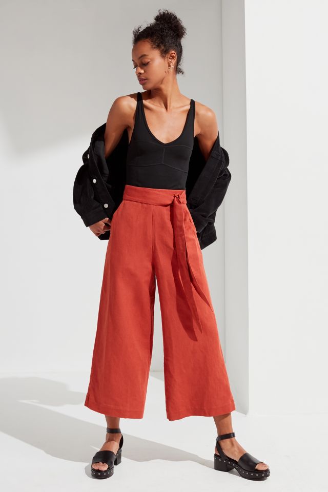 UO Madison Tie-Belt Culotte Pant | Urban Outfitters