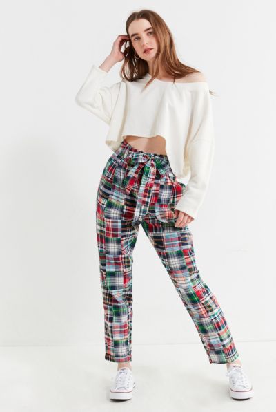 UO Patchwork Tie-Belt Pant | Urban Outfitters