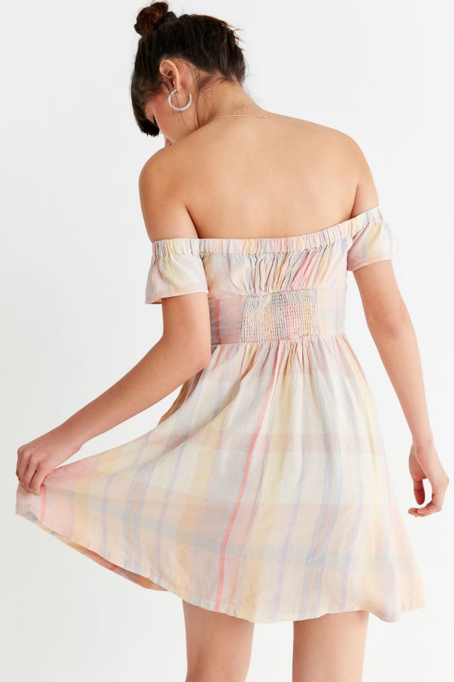 UO Amelie Off-The-Shoulder Button-Down Dress #1