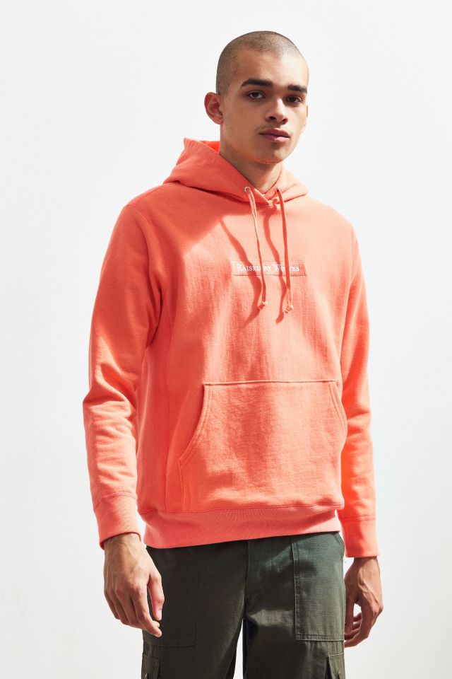 Orange Embroidered Box Logo Hoodie