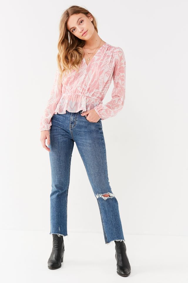 UO Deep V Peplum Blouse #1