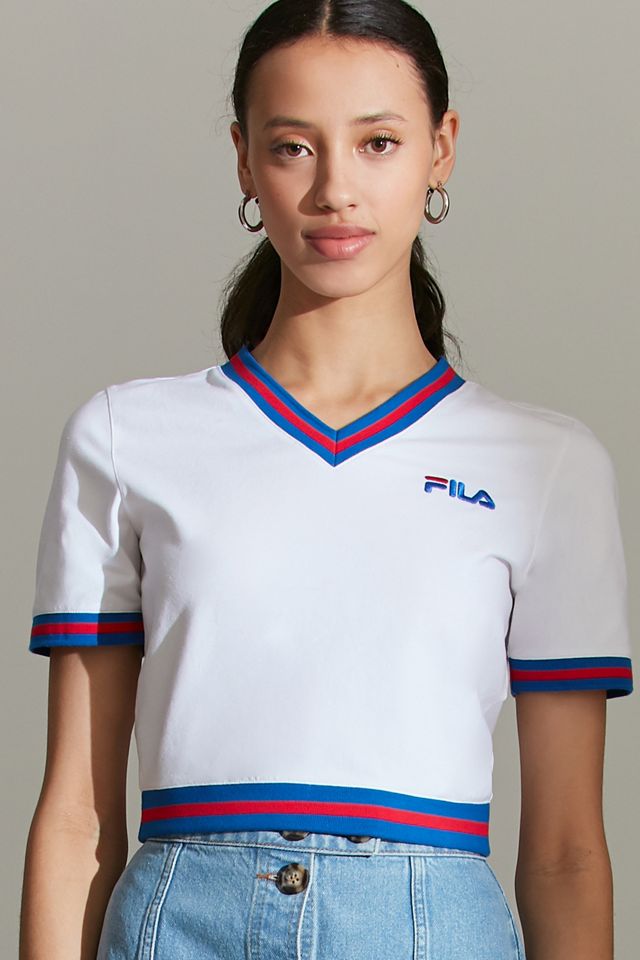 FILA + UO Narla V-Neck Cropped Tee | Urban Outfitters