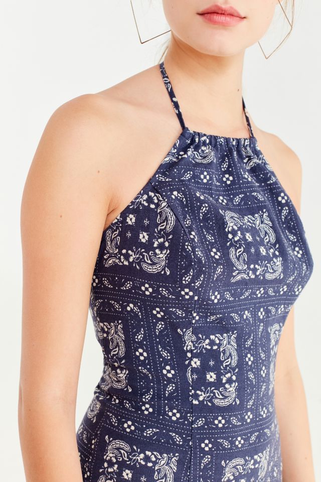 UO Maxine Linen Halter Bodycon Dress #4
