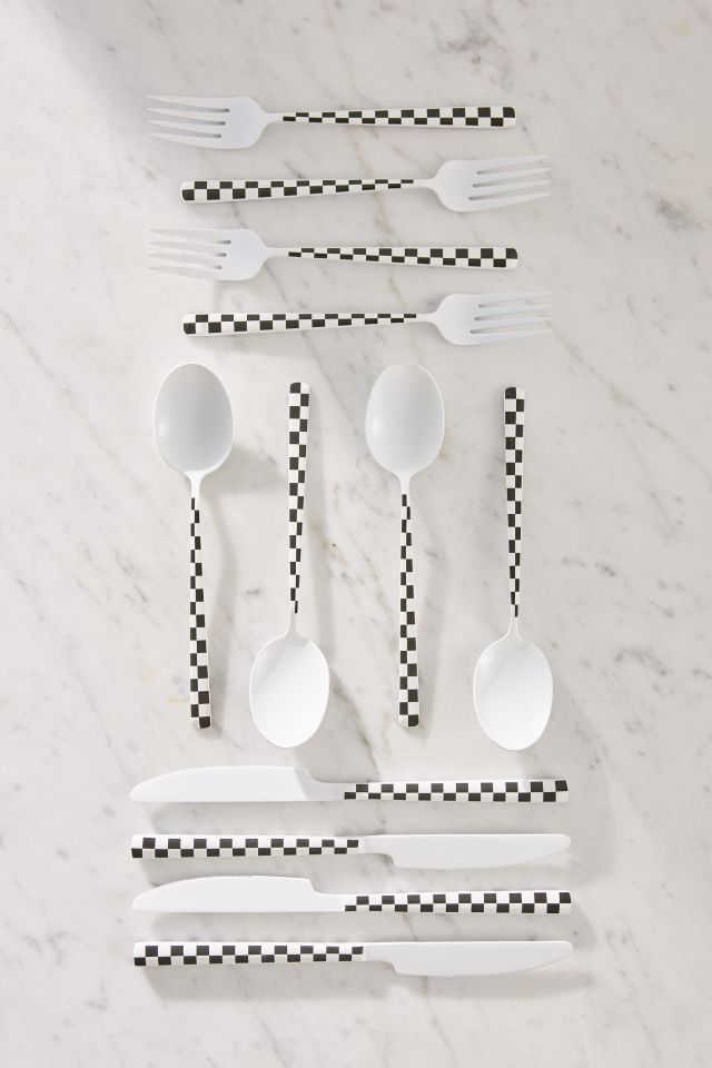 12-Piece Checkered Flatware Set #1