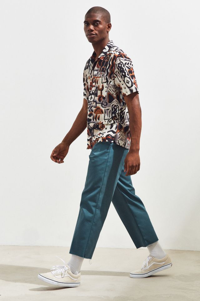 UO Blocked Pattern Rayon Short Sleeve Button-Down Shirt #5