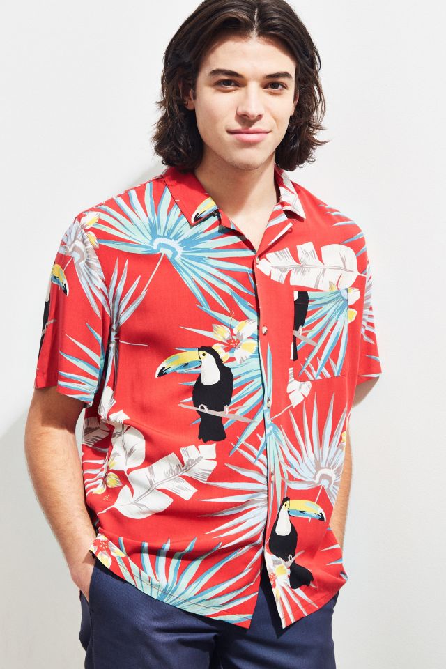 UO Electric Toucan Rayon Short Sleeve Button-Down Shirt #1