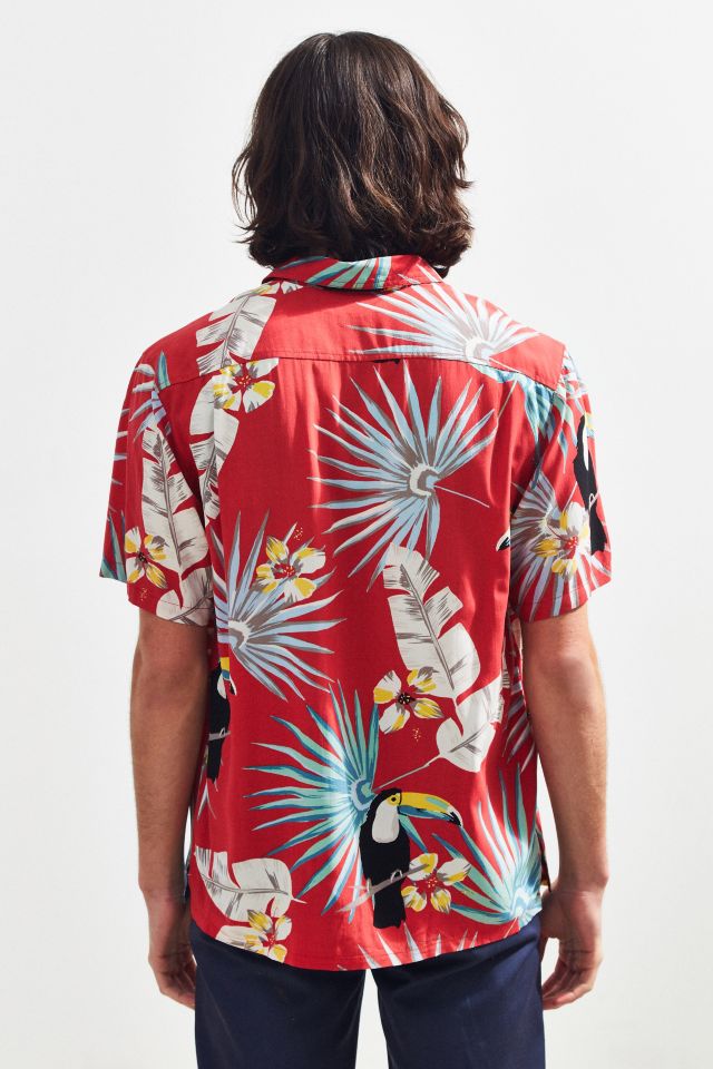UO Electric Toucan Rayon Short Sleeve Button-Down Shirt #3