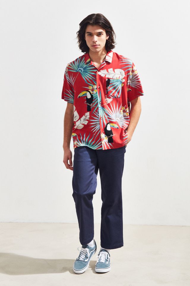 UO Electric Toucan Rayon Short Sleeve Button-Down Shirt #5