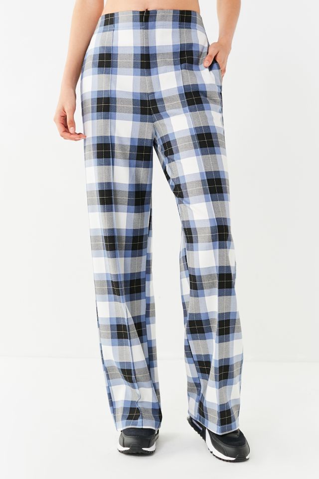 UO High-Rise Plaid Puddle Pant | Urban Outfitters