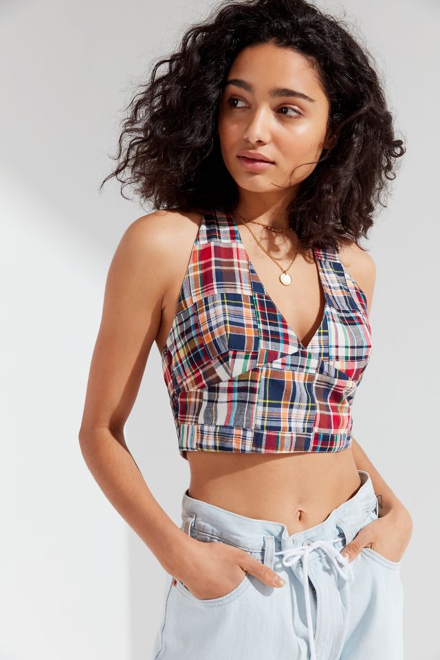 Denim Halter Top (Circle Patchwork) – AYPE WORKS