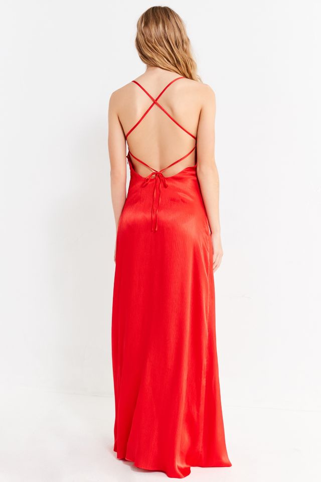 UO Cowl Neck Silk Maxi Dress