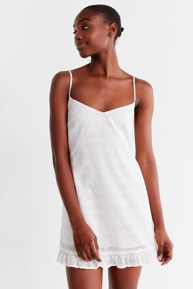 UO Eyelet Ruffle Slip Dress | Urban Outfitters