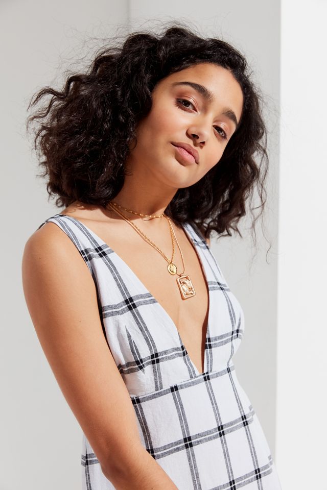 UO Breezy Plunging Linen Mini Dress #2