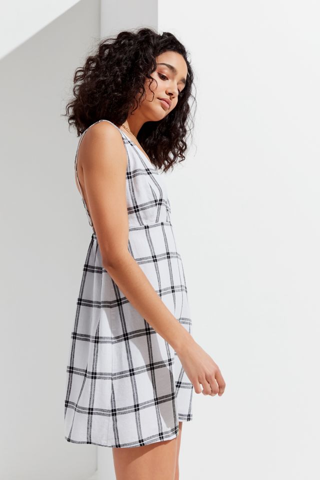 UO Breezy Plunging Linen Mini Dress #5