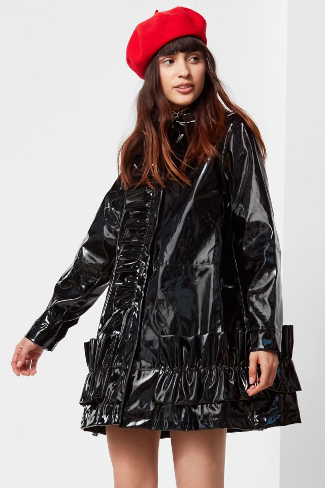 NICOPANDA Frilly Patent Rain Coat