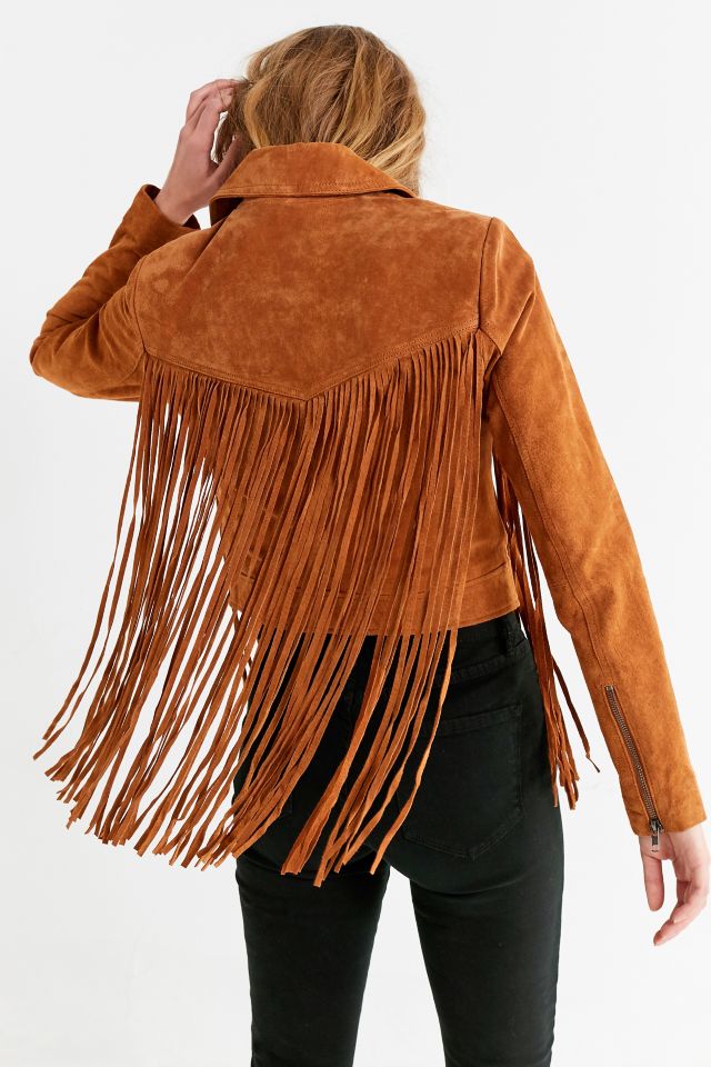 UO Suede Moto Fringe Jacket #1