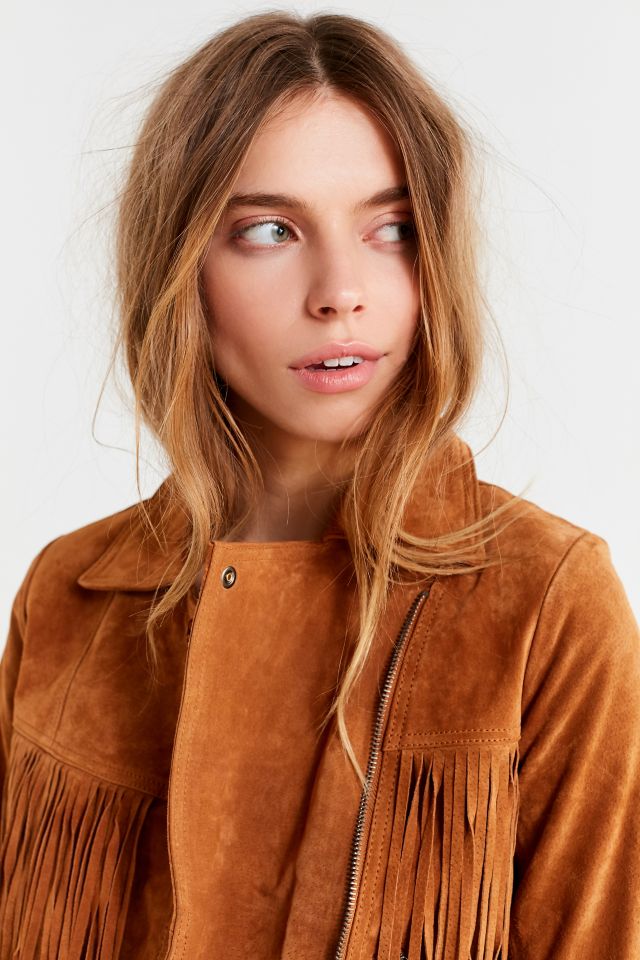 UO Suede Moto Fringe Jacket #2