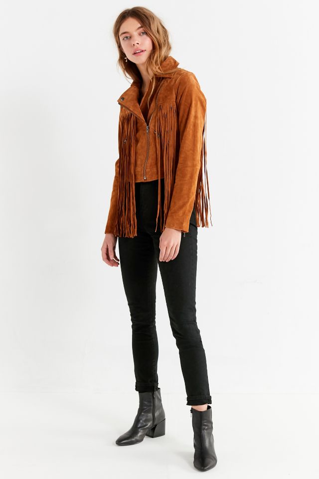 UO Suede Moto Fringe Jacket #3
