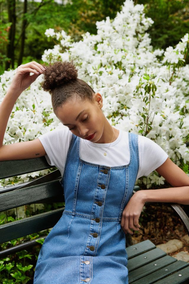 Button down store denim dress