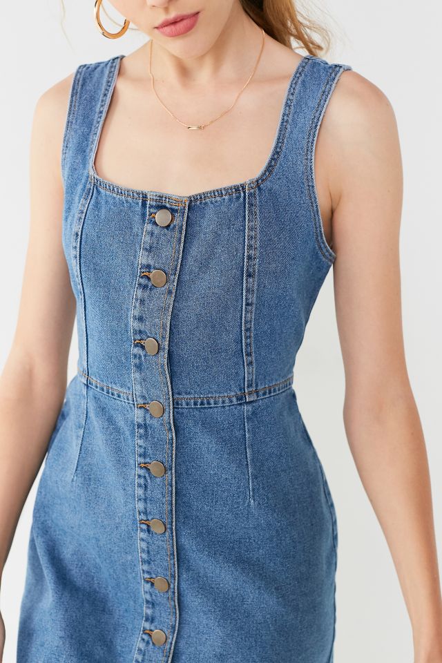 Button down denim store mini dress