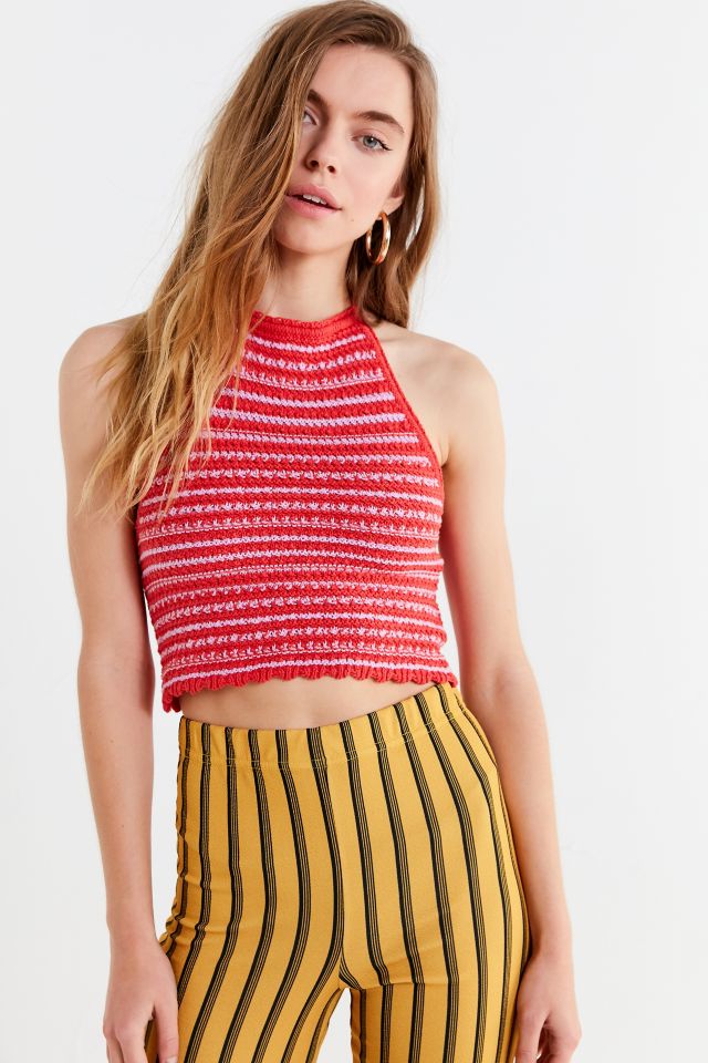UO Millie Crochet Halter Cropped Tank Top #3