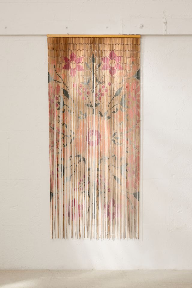 Rosa Floral Bamboo Beaded Curtain - Boho Decor