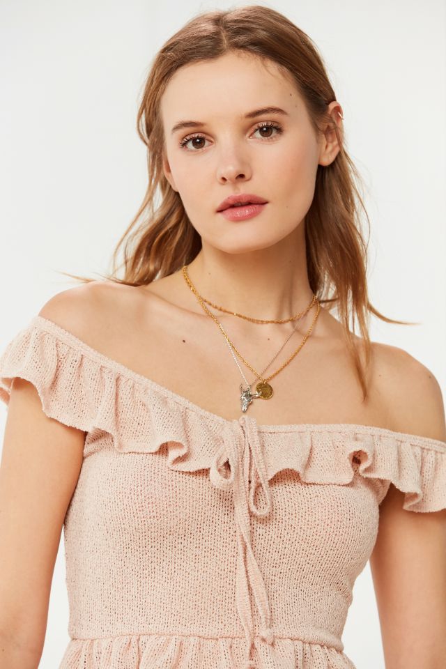UO Tie-Front Ruffle Knit Tank Top #2