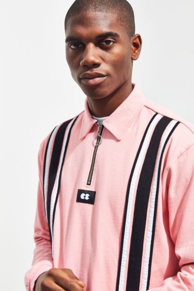 Lazy Oaf Pink Stripe Zip Rugby Shirt | Urban Outfitters