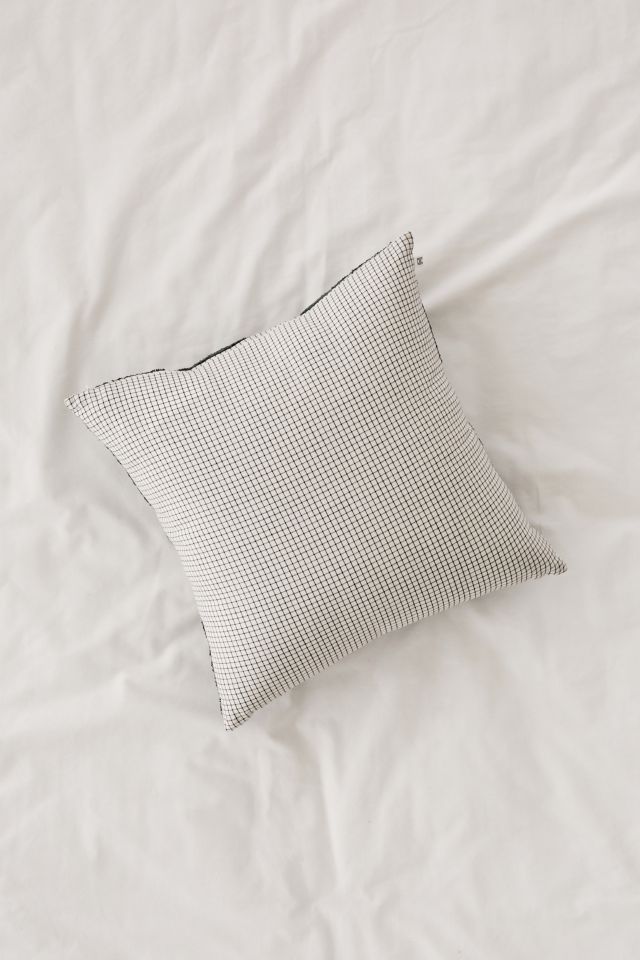 Crewel Palms Microcheck Throw Pillow #1