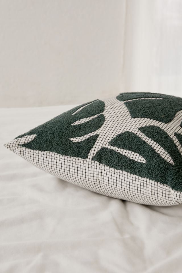 Crewel Palms Microcheck Throw Pillow #2