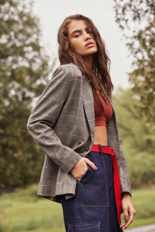 UO Grey Checkered Blazer #1