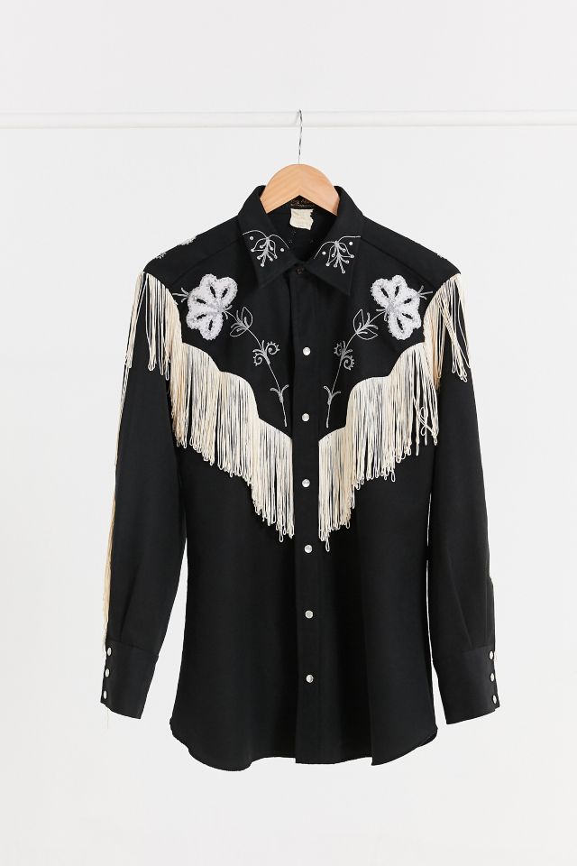 Around Town - Black and Red Fringe Western Shirt (Size XS, S, M, L