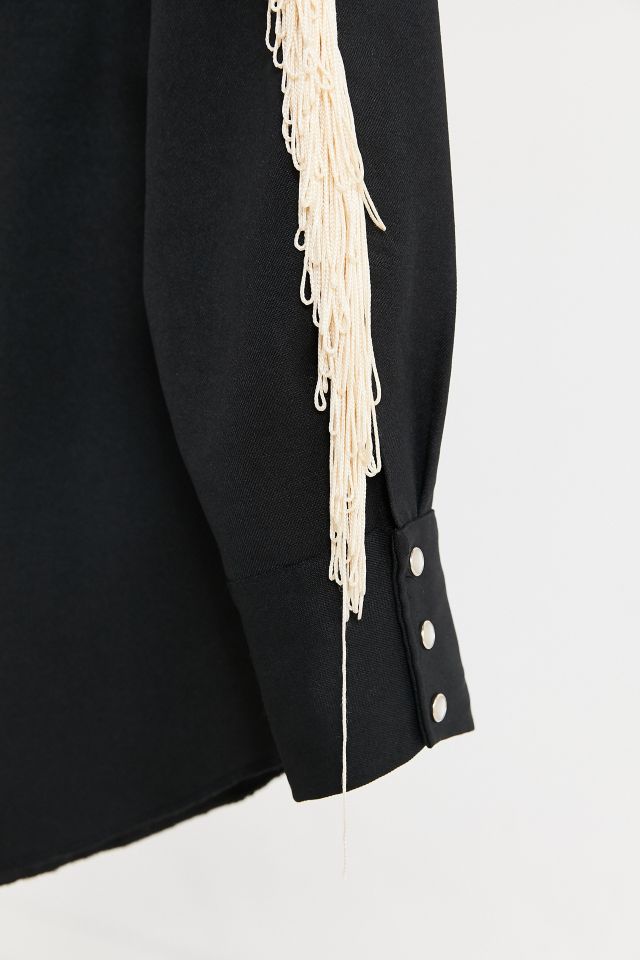 Chemise western vintage noire à franges #3
