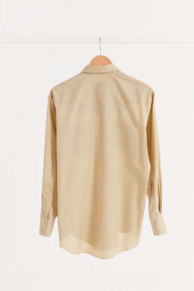 Chemise western vintage havane avec broderie à fleurs #2