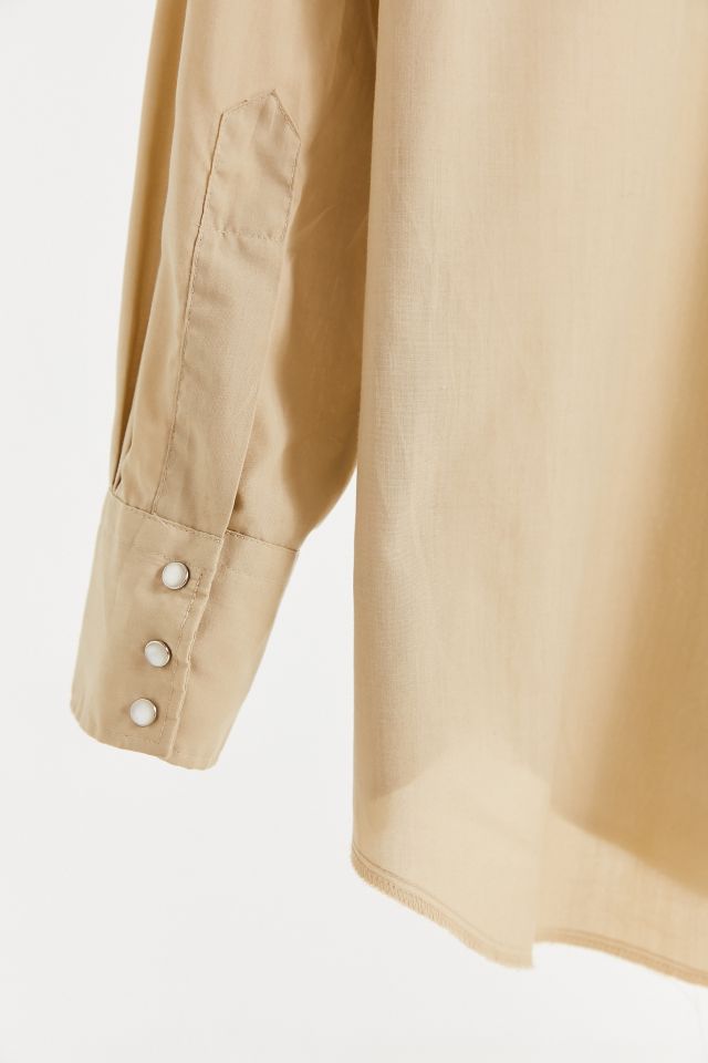 Chemise western vintage havane avec broderie à fleurs #3