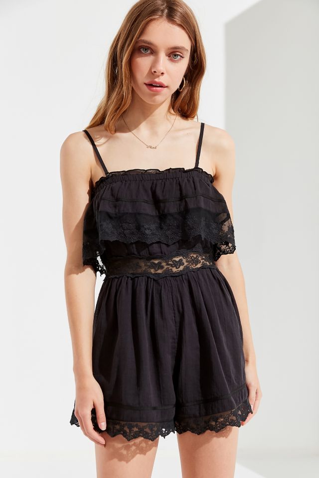 UO Santucci Tiered Lace Romper