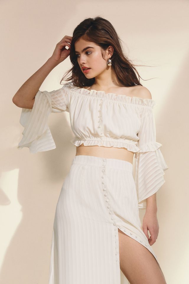 UO Off-The-Shoulder Ruffle Cropped Top #3