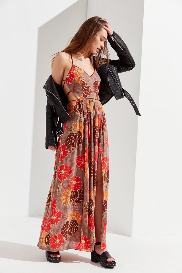 uo gia lace up maxi dress