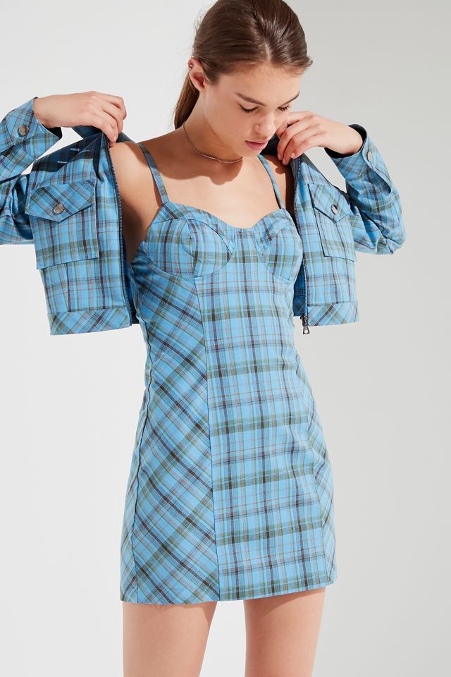 princess polly baby blue dress Lucky in Love Women's Country Club Plaid Dress (Size: M) main image 1