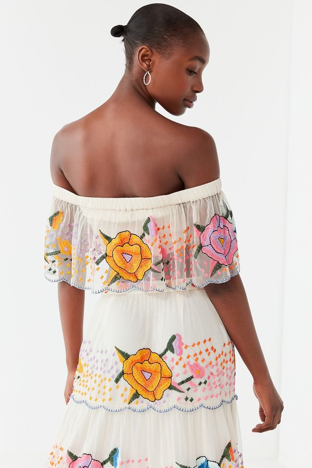 UO Embroidered Off-The-Shoulder Top #1