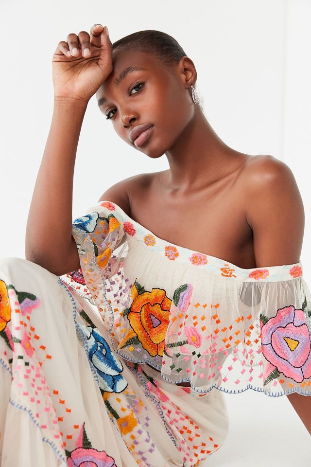 UO Embroidered Off-The-Shoulder Top #3