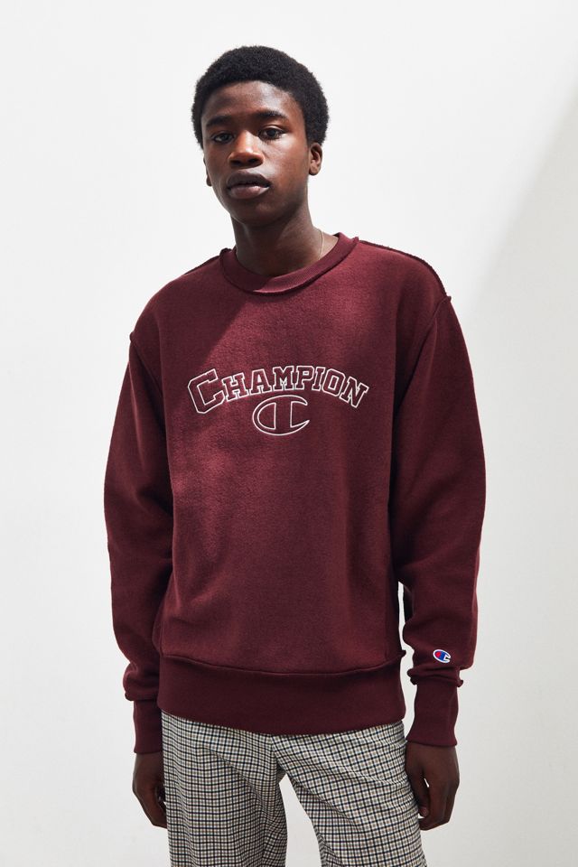 Champion UO Exclusive Embroidered Inside Out Crew-Neck Sweatshirt