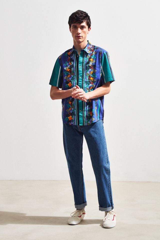 UO Sport Tropic Stripe Short Sleeve Button-Down Shirt #5