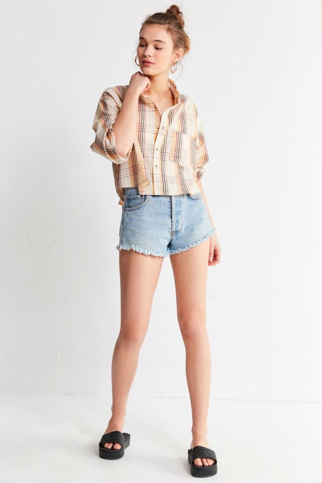 UO Cropped Plaid Button-Down Shirt #2