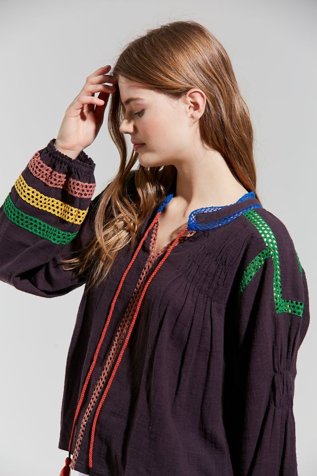 Blouse brodée à attache à gland Bonita UO #3